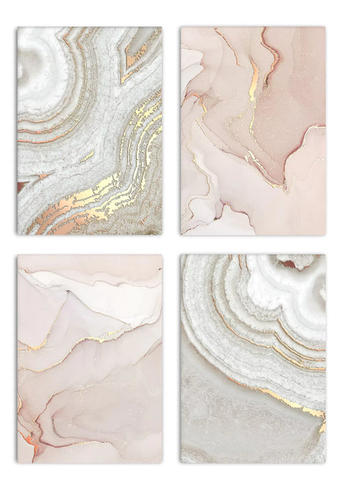 Conjunto de 4 Pósters Ágata Marrón de Oro Rosa Real 50x70cm
